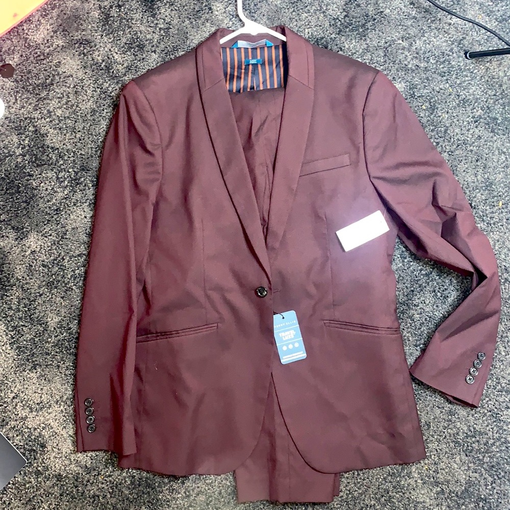 Perry Ellis burgundy suit